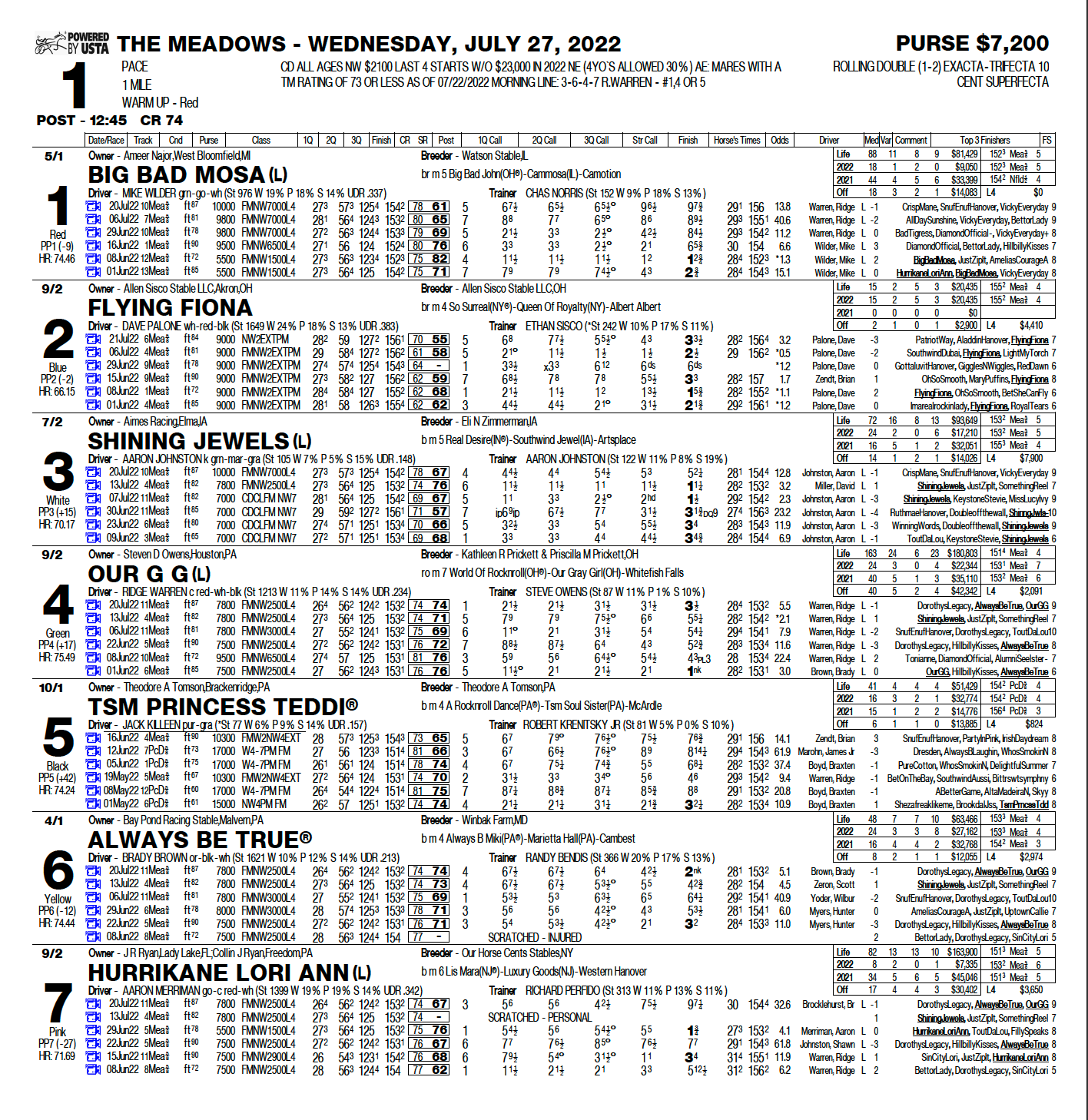 Race Program - Meadows Racing